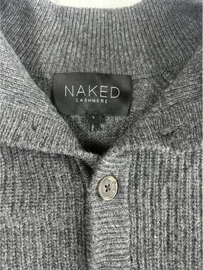 Naked Cashmere L Pullover Sweater Gray 100% Cashmere 1/4 Button Cozy Soft